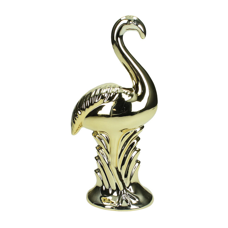 Decoratie flamingo - goud - 23 cm