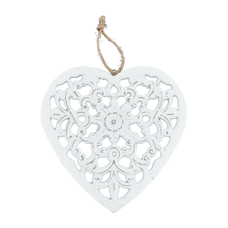Hanger hart - wit - 24x24 cm 