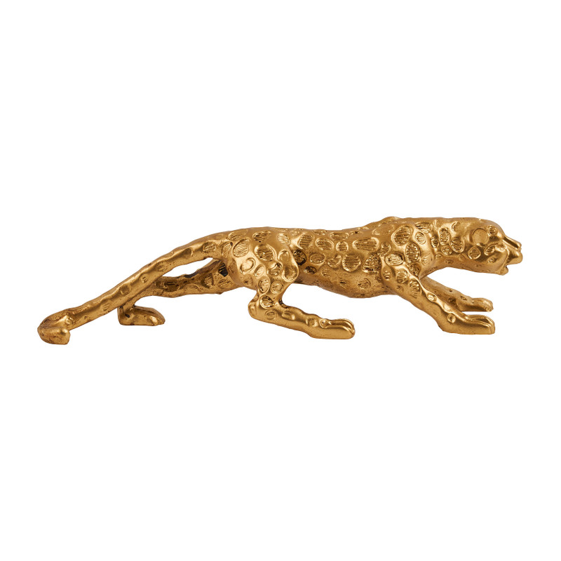 Luipaard beeldje - goud - 26x6.5x5.5 cm