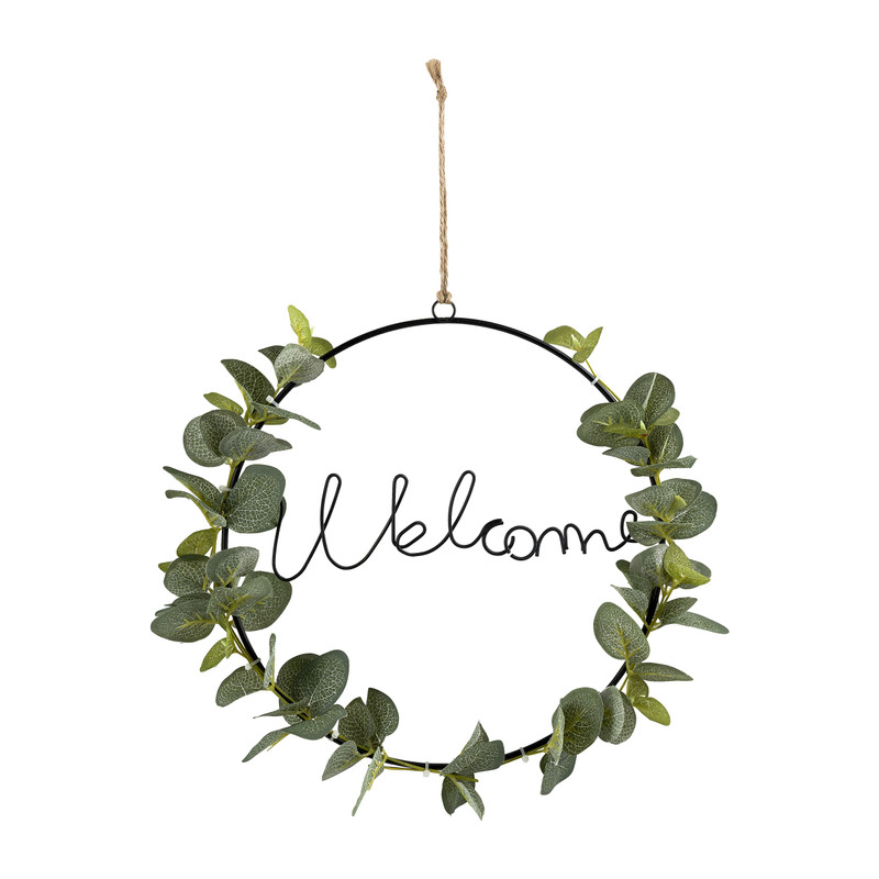 Hangdecoratie met blaadjes - Welcome - ø30 cm