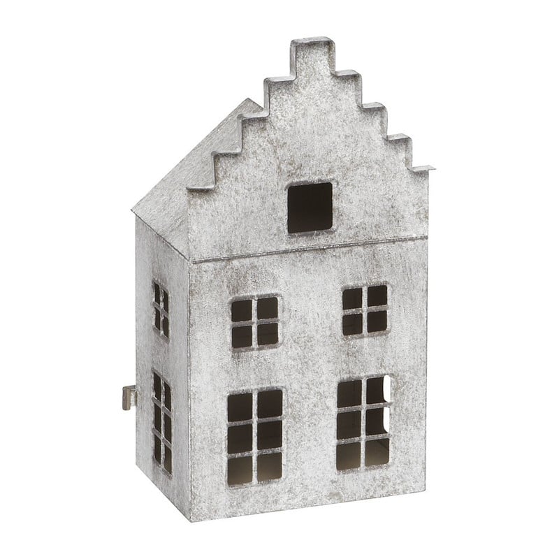 Lantaarn metaal huis klein grijs