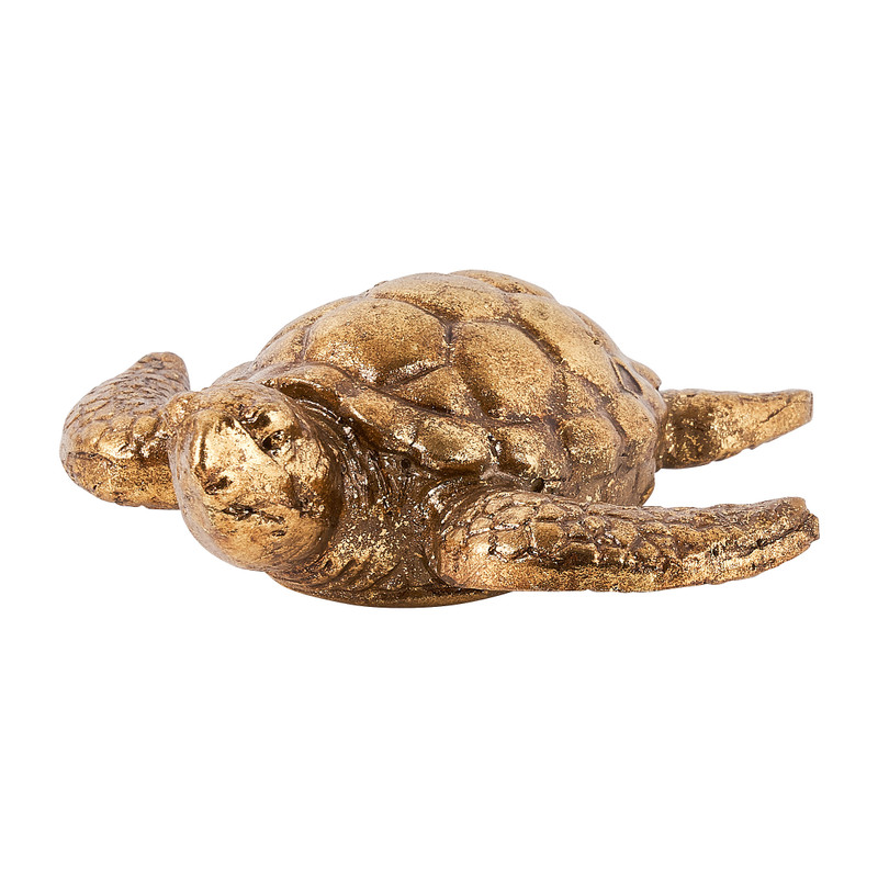 Schildpad beeldje - goud - 10x10x3 cm