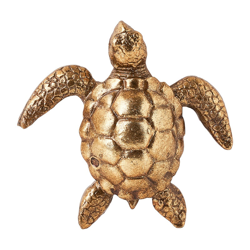 Schildpad beeldje - goud - 10x10x3 cm