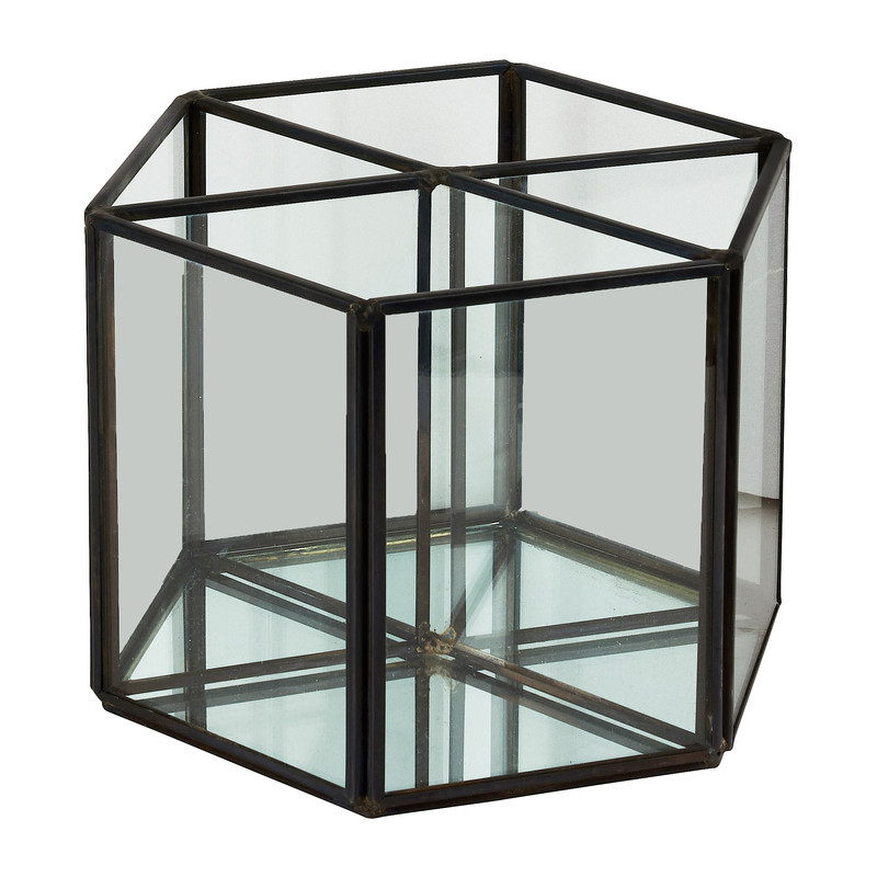 Opbergbakje glas - zeshoek - ⌀16x10 cm 