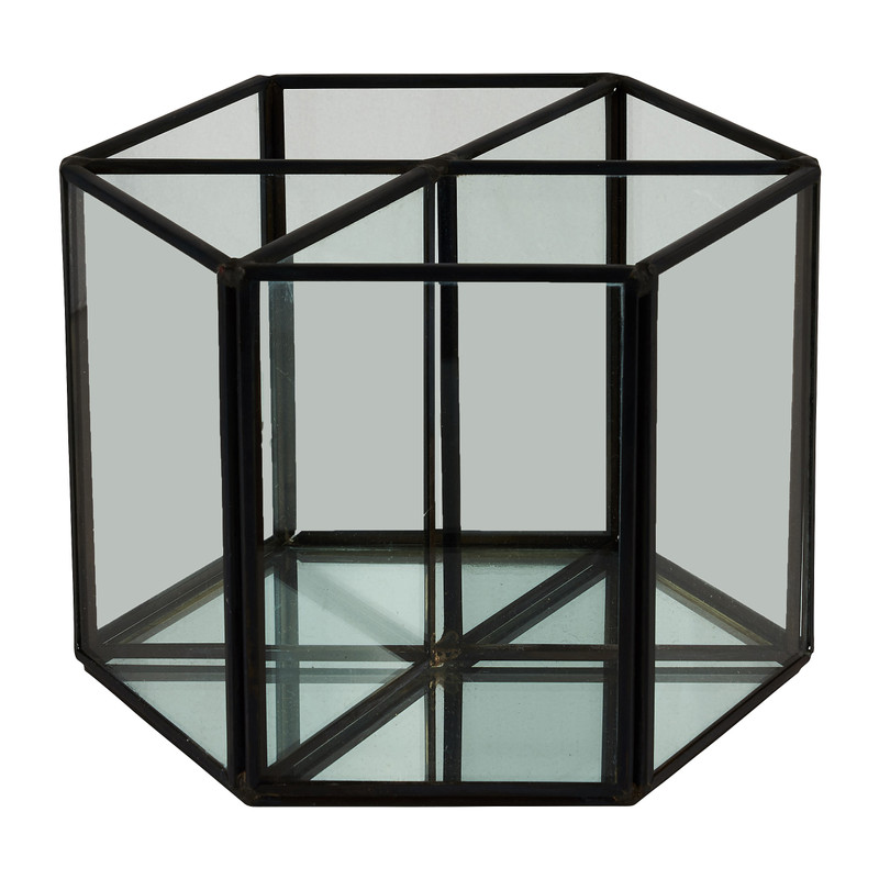 Opbergbakje glas - zeshoek - ⌀16x10 cm 