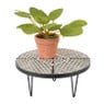 Decoratieplateau op pootjes - zwart/hout - ⌀23x12 cm