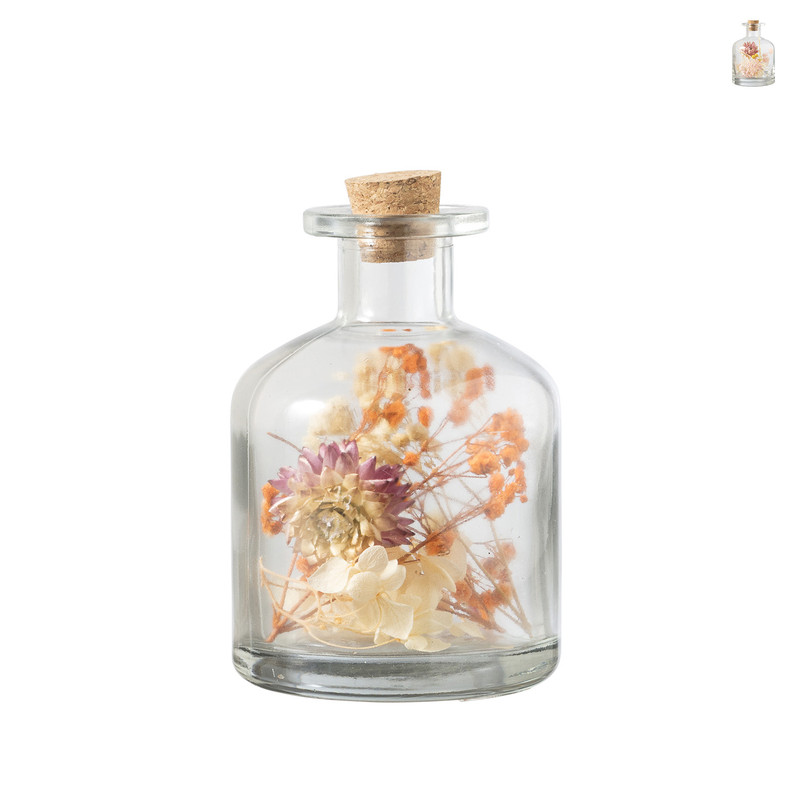 Droogbloem in fles - diverse varianten - 7,8x11,5 cm