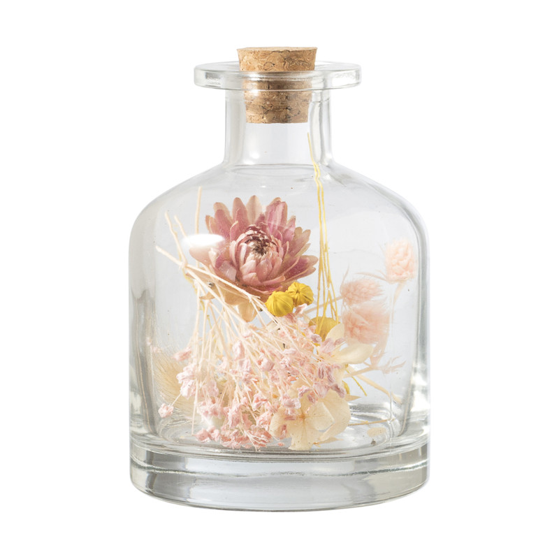Droogbloem in fles - diverse varianten - 7,8x11,5 cm