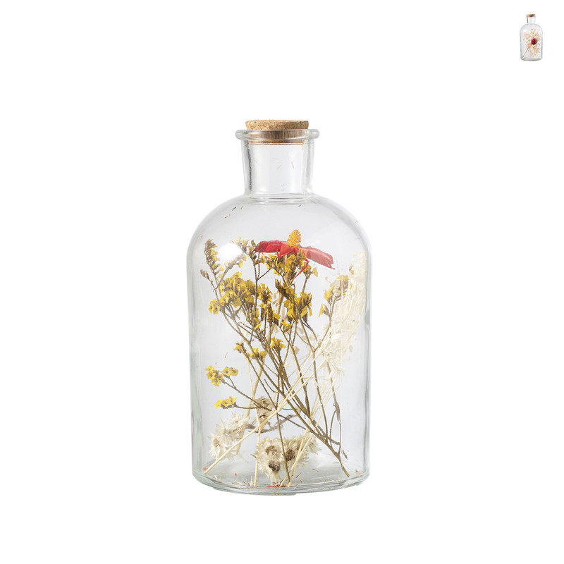 Droogbloem in fles - diverse varianten - 10x20 cm