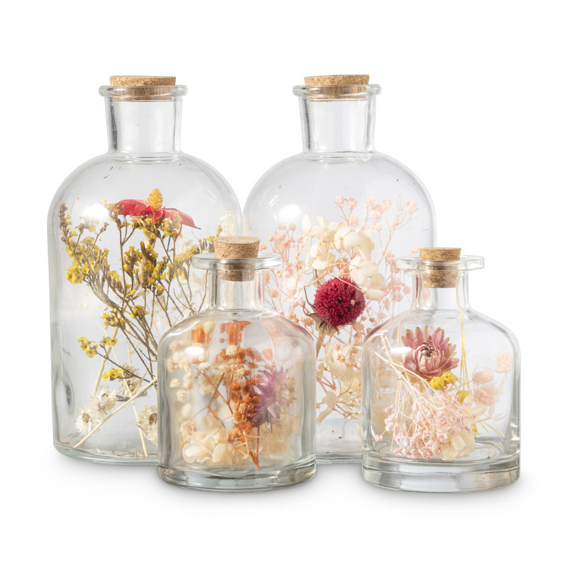 Droogbloem in fles - diverse varianten - 10x20 cm