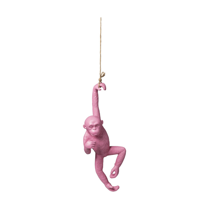 Hangende aap - roze - 38x15.5x8 cm