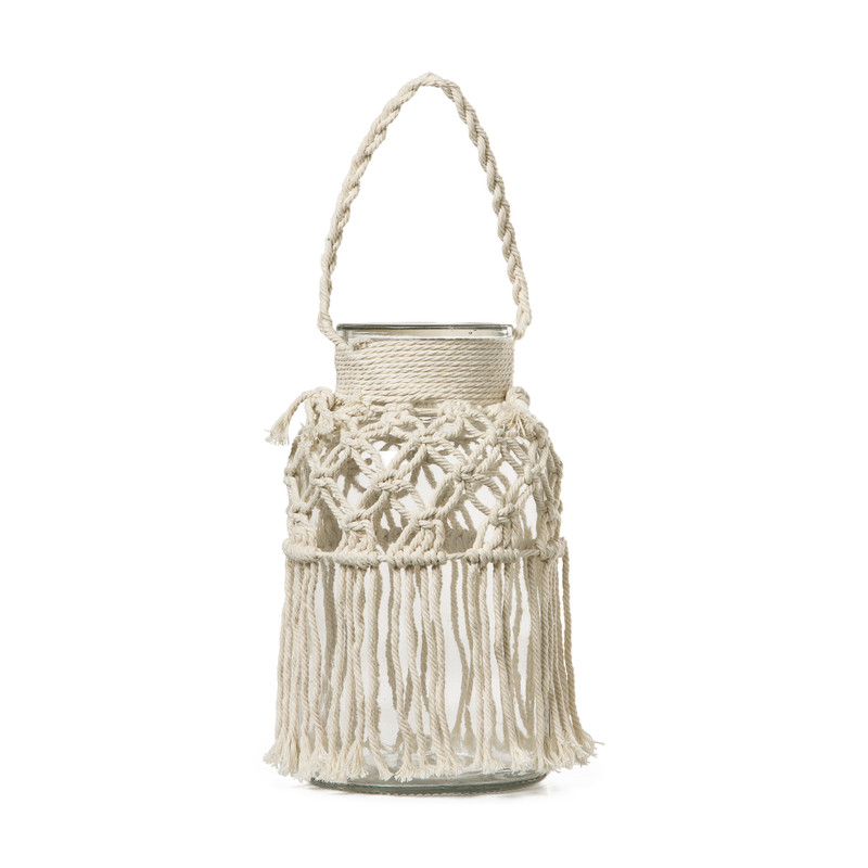Macrame vaas met hengsel - ⌀14x24 cm 