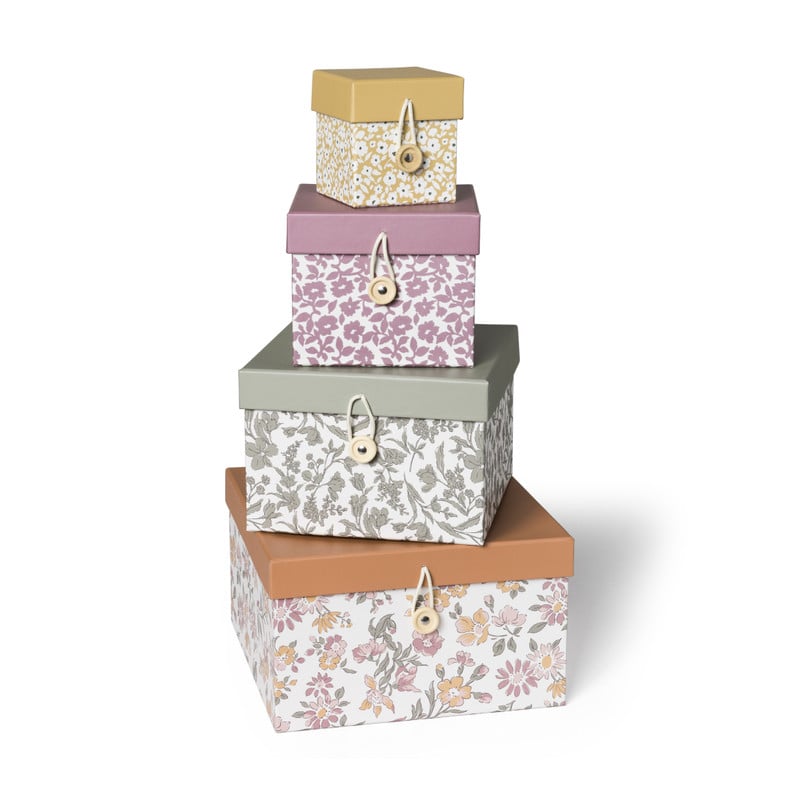 Decobox met print middel - groen - 16x16x11 cm