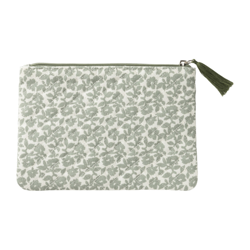 Bloemen tasje middel - groen - 23x16 cm