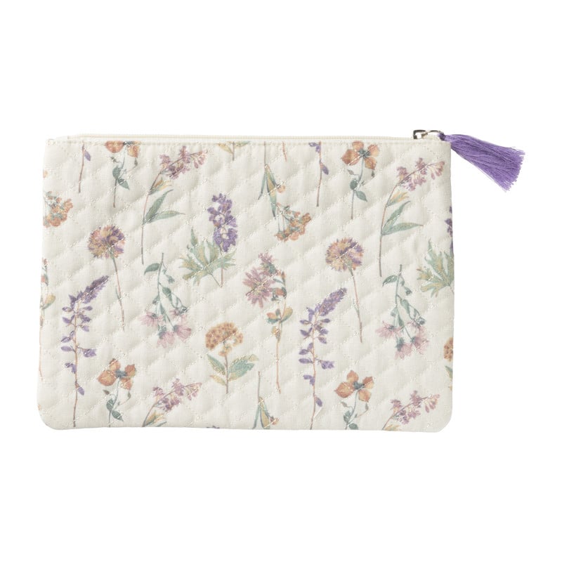 Bloemen tasje groot - wit - 28x20 cm