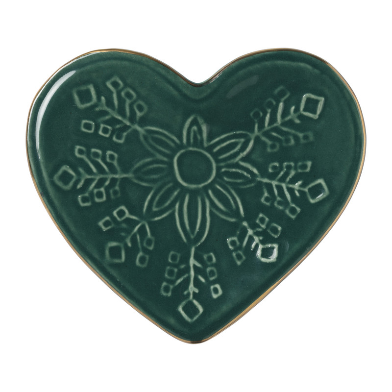 Schaaltje hart - groen - 14.5x12.5 cm
