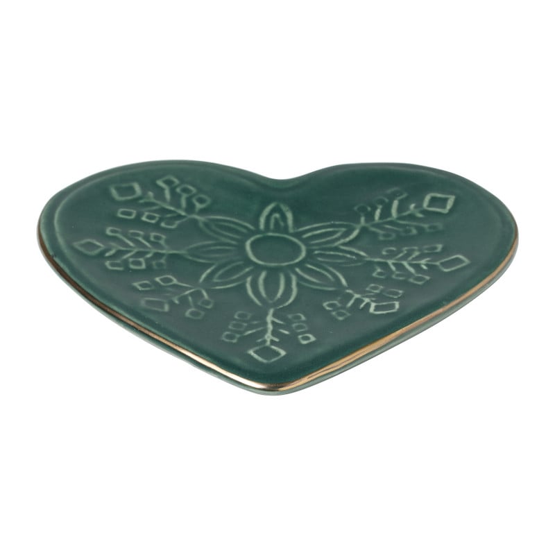Schaaltje hart - groen - 14.5x12.5 cm