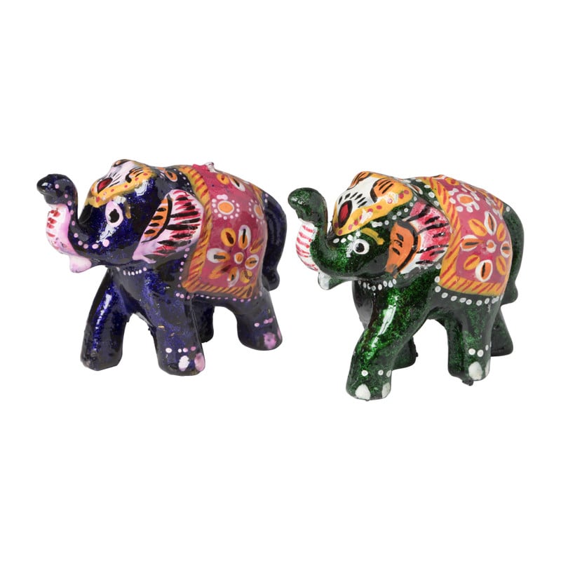Olifant metaal - groen - 6x8x4 cm