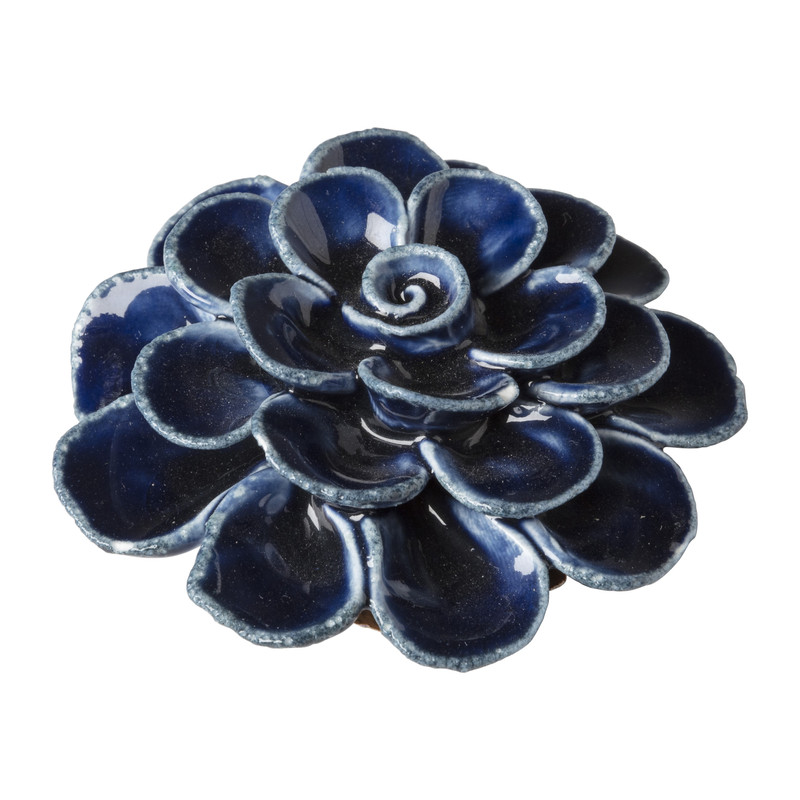 Decoratie bloem - blauw - ø7.5x3 cm 