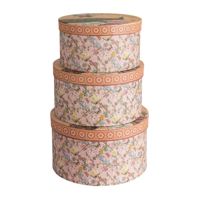 Cadeaudoos rond - pauw - set van 3