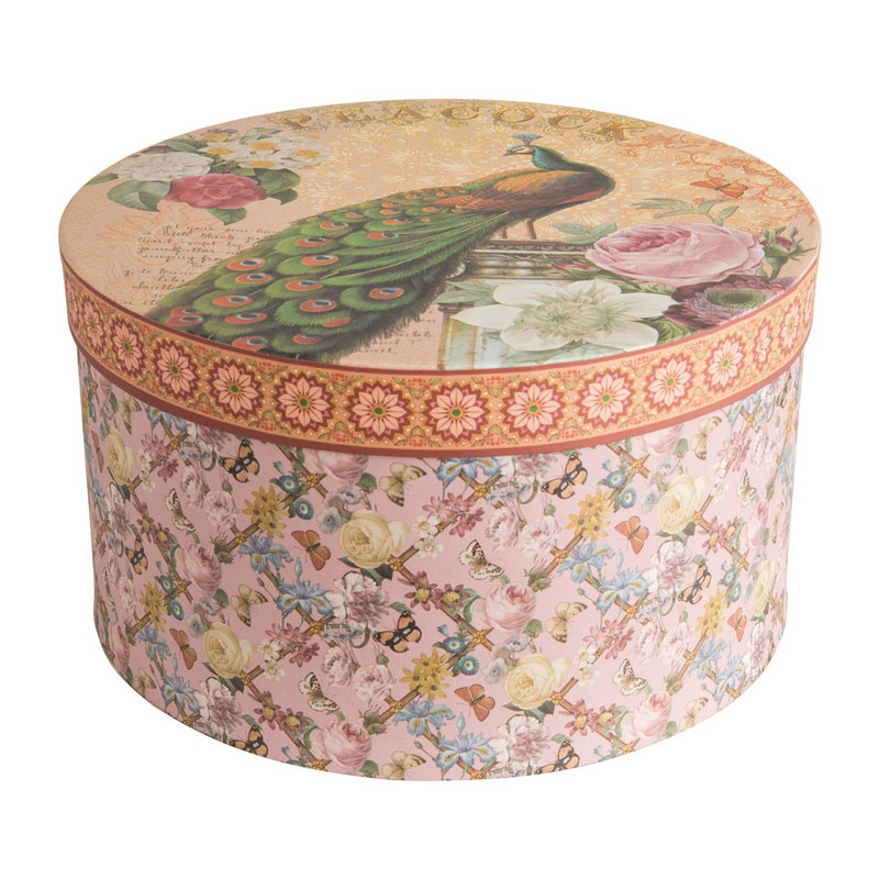 Cadeaudoos rond - pauw - set van 3