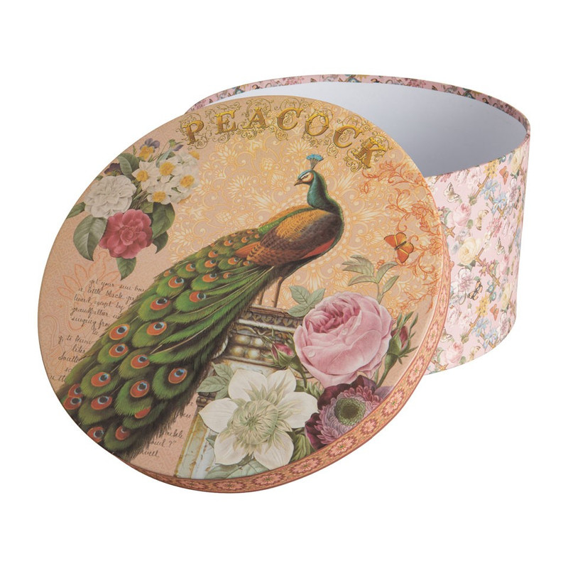 Cadeaudoos rond - pauw - set van 3