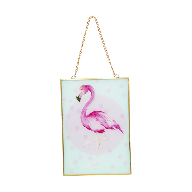 Schilderij flamingo - 15x21 cm