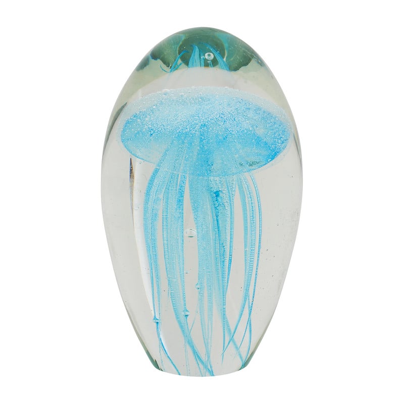 Ornament presse papier kwal in glas - blauw
