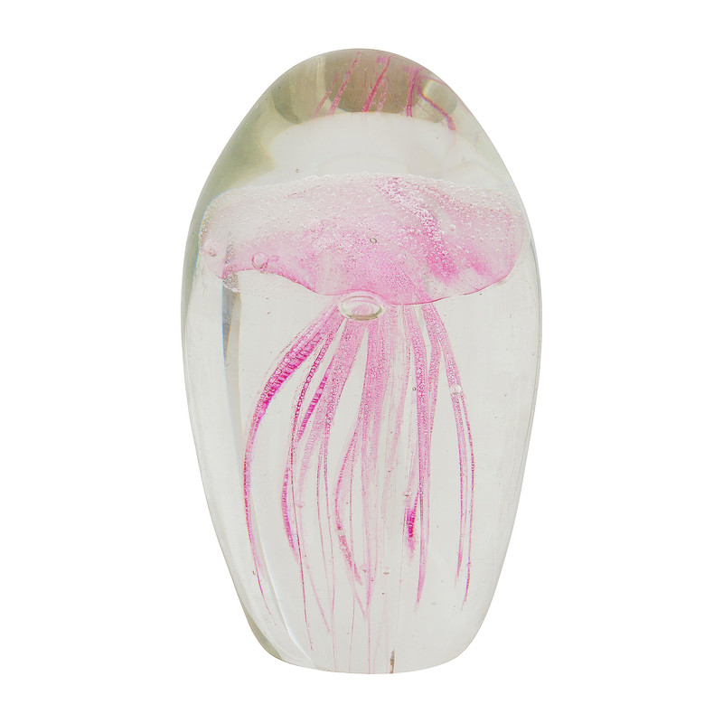 Ornament presse papier kwal in glas - roze