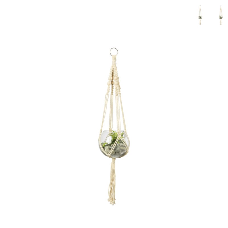 Kunstplant in glazen bol en plantenhanger - diverse varianten - ø12x60 cm 