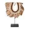 Decoratie schelpenketting met veren - bruin - 30x7x36 cm