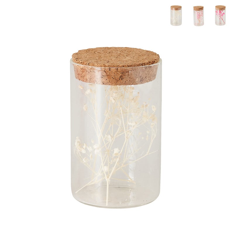 Droogbloem in glas - 8.5x5x5 cm - diverse varianten