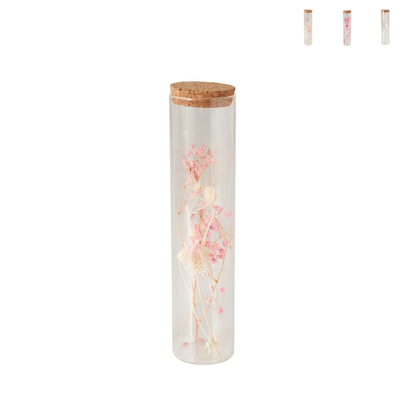 Droogbloem in glas - 19x4.5x4.5 cm - diverse varianten