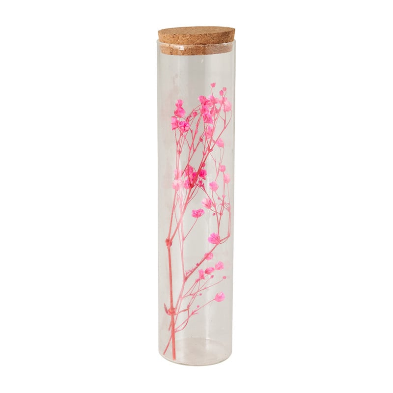 Droogbloem in glas - 19x4.5x4.5 cm - diverse varianten