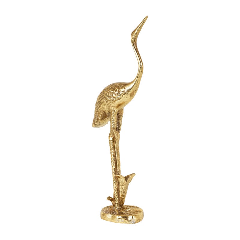Kraanvogel beeld staand - goud - 11,8x7,8x33,8 cm