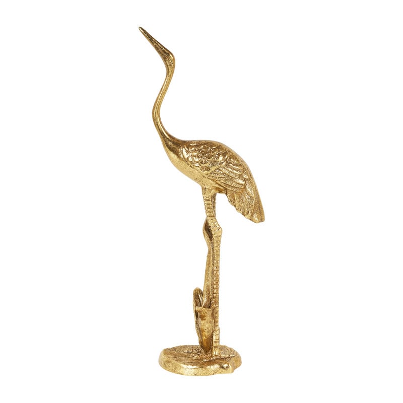 Kraanvogel beeld staand - goud - 11,8x7,8x33,8 cm
