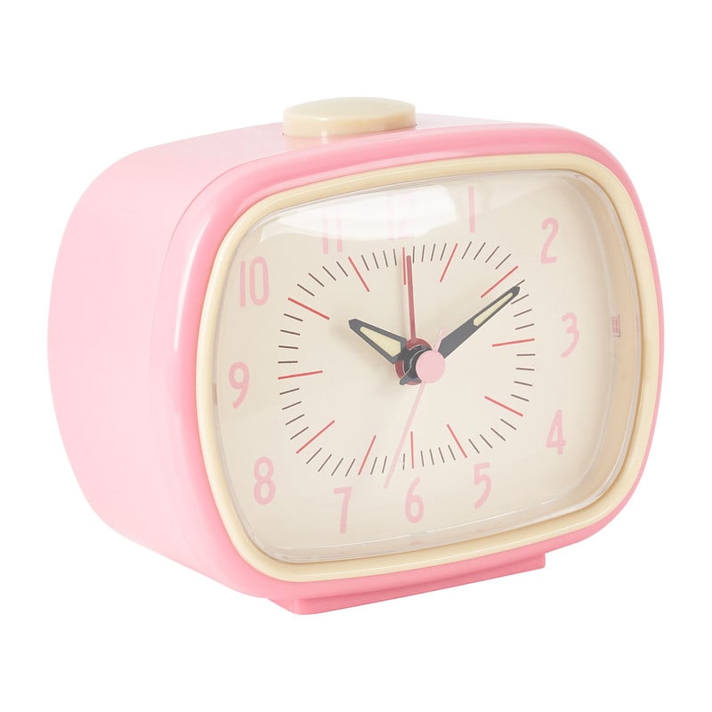 Klok retro - roze - 11x6x8,5 cm