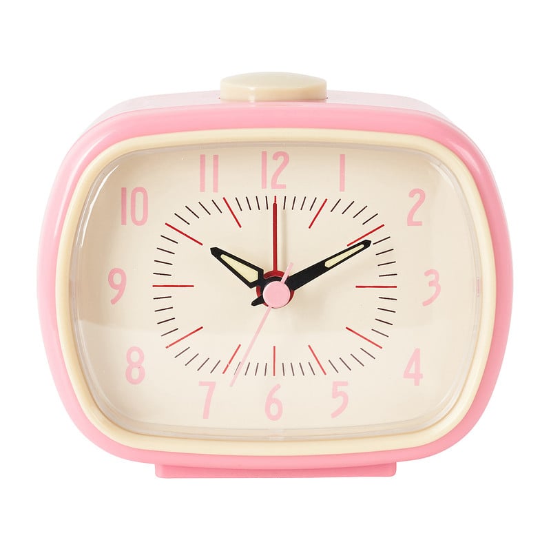 Klok retro - roze - 11x6x8,5 cm