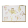 Doosje met bloemen - goudkleurig - 18x12x6,5 cm