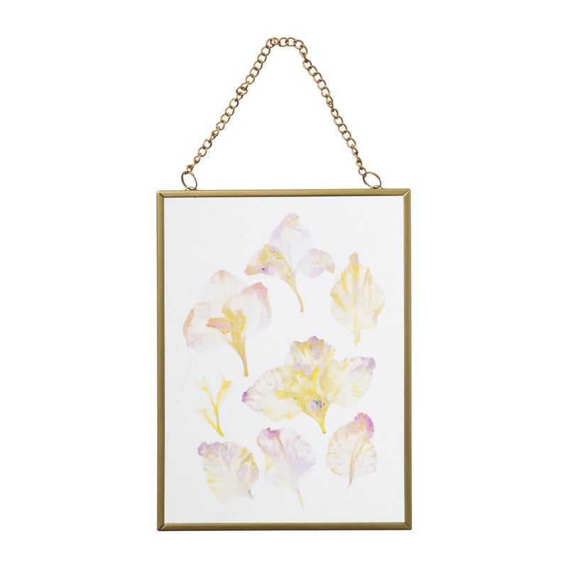 Lijstje met bloem staand - goudkleurig - 13x17 cm 