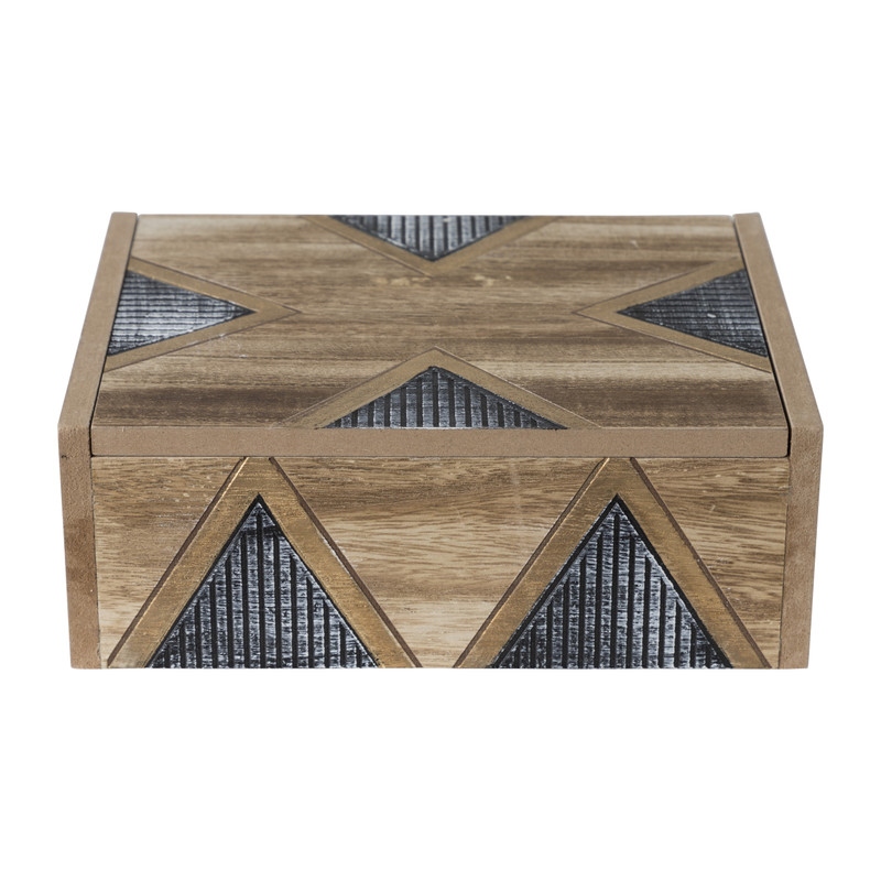 Opbergdoosje hout relief - 22x17x8 cm 