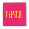 Siertegel Feestje - roze/geel - 10x10x0.5 cm