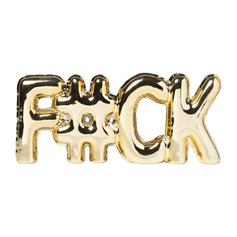 F#ck ballon ornament - goud metallic - 10.5x24x2.5 cm
