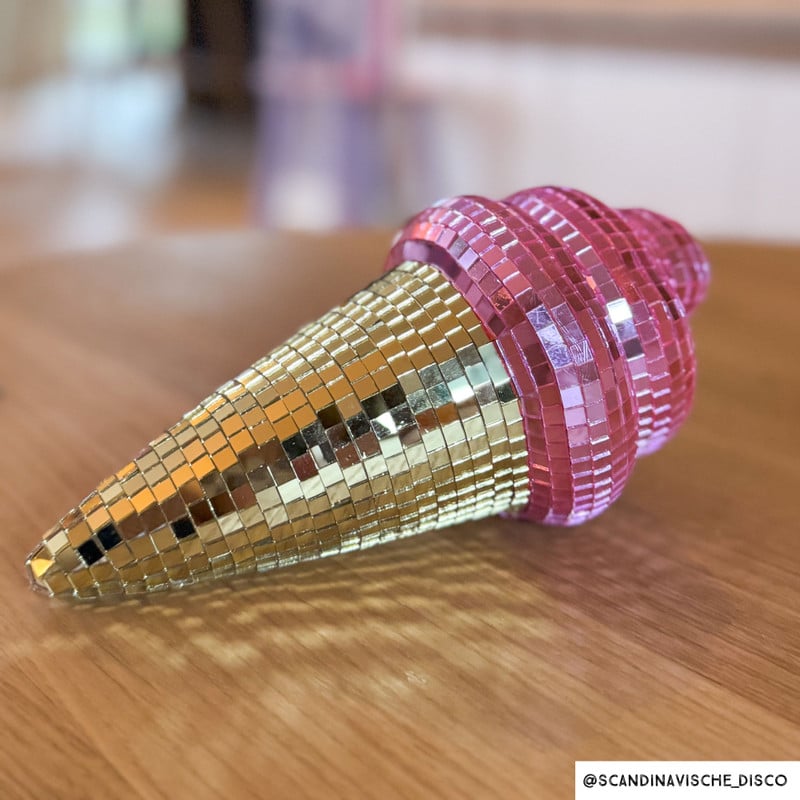 Disco ijsje - goud/roze - ø8.7x19.6 cm