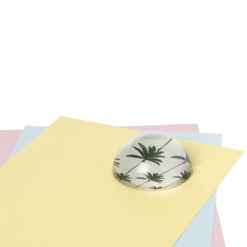 Presse papier palmboom - groen/transparant - 3.5x7.7x7.7 cm