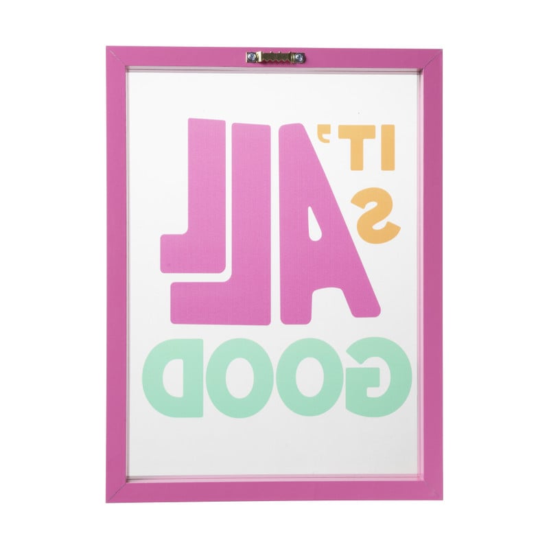Wanddeco it's all good - roze/groen/geel - 35x26x1.9 cm