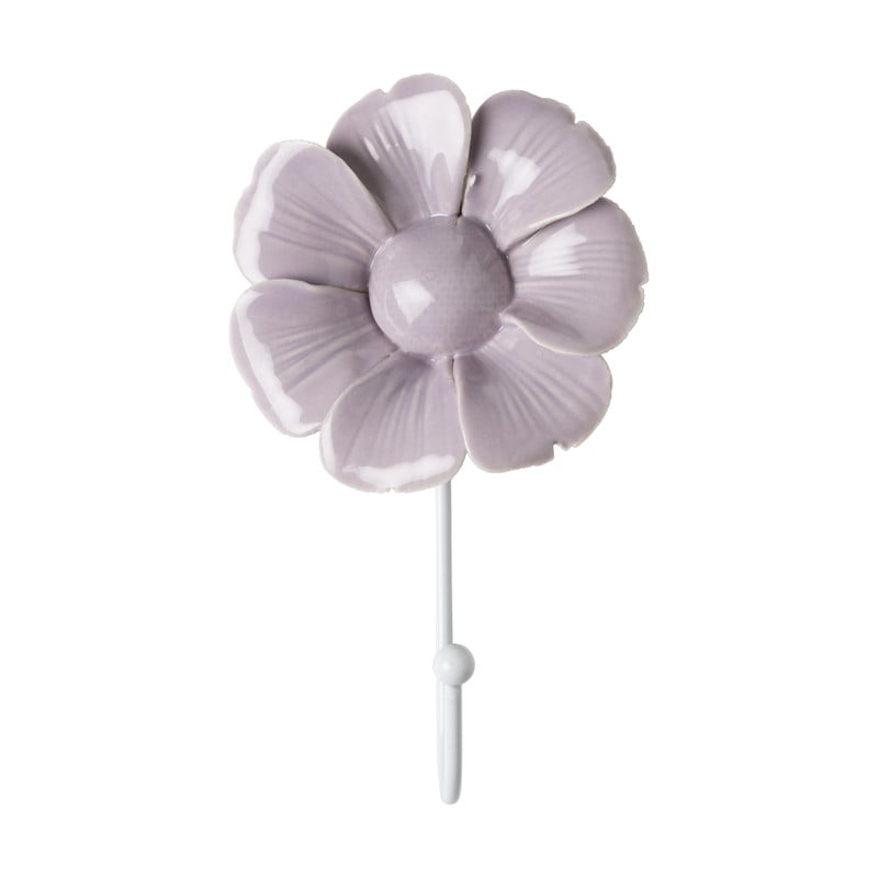 Wandhaak bloem - paars - 12x7.5x3.3 cm