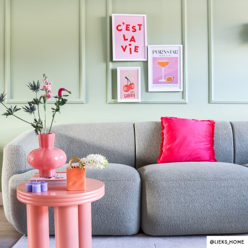 Poster met lijst cherry - roze/wit - 30x21 cm