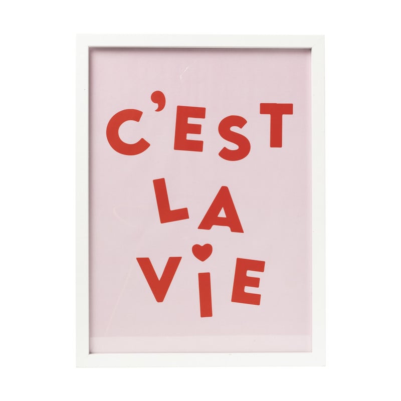 Poster met lijst c'est la vie - roze/rood - 40x30 cm