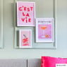 Poster met lijst c'est la vie - roze/rood - 40x30 cm